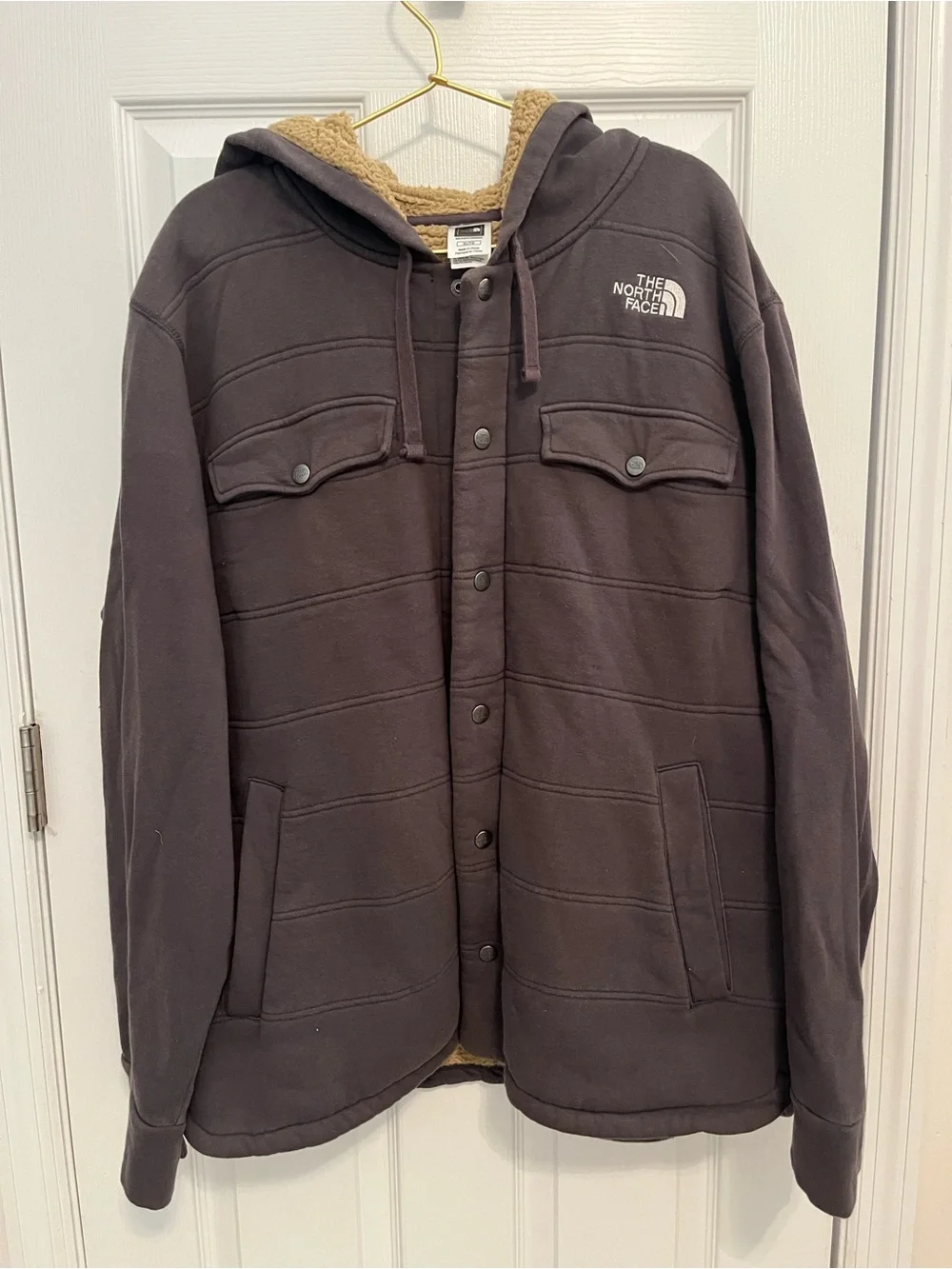 The North Face Men’s Sherpa Lined Hooded Snap Jacket Charcoal Size XL